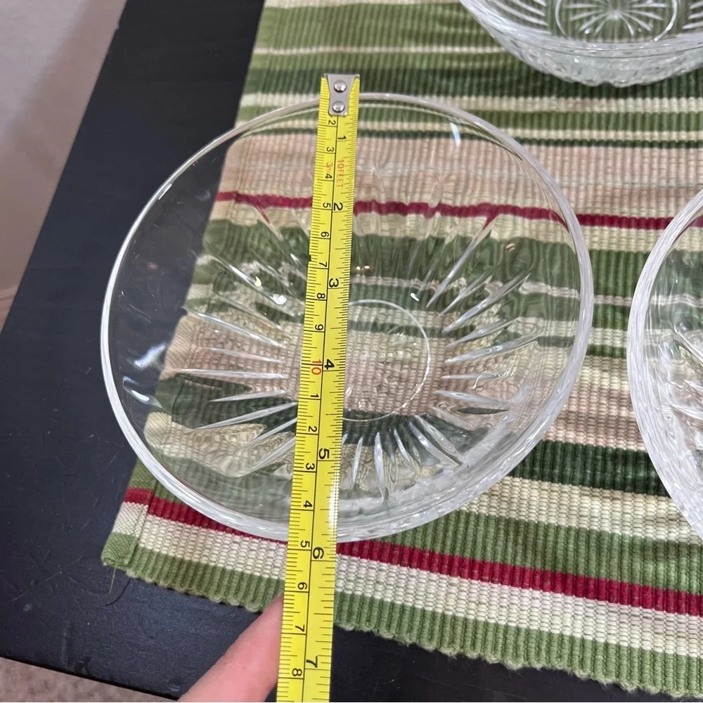 Vintage Cut Glass Dessert Bowls SET of 4- Starburst Pattern